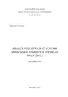 prikaz prve stranice dokumenta Analiza poslovanja otvorenih mirovinskih fondova u Republici Hrvatskoj