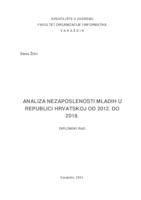 prikaz prve stranice dokumenta Analiza nezaposlenosti mladih u Republici Hrvatskoj od 2012. do 2018.