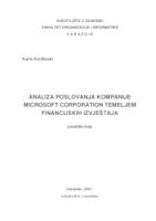 prikaz prve stranice dokumenta Analiza poslovanja kompanije Microsoft Corporation temeljem financijskih izvještaja