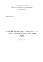 prikaz prve stranice dokumenta Arhitektura i djelovanje sustava za davanje odgovora Wolfram Alfa
