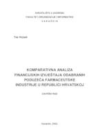 prikaz prve stranice dokumenta Komparativna analiza financijskih izvještaja odabranih poduzeća farmaceutske industrije u Republici Hrvatskoj
