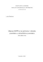 prikaz prve stranice dokumenta Utjecaj GDPR-a na pohranu i obradu podataka u skladištima podataka
