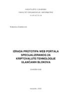 prikaz prve stranice dokumenta Izrada prototipa web portala specijaliziranog za kriptovalute/tehnologije ulančanih blokova