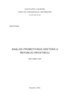 prikaz prve stranice dokumenta Analiza promotivnog sektora u Republici Hrvatskoj