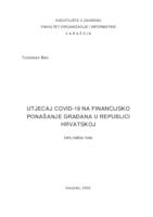 prikaz prve stranice dokumenta Utjecaj COVID-19 na financijsko ponašanje građana u Republici Hrvatskoj
