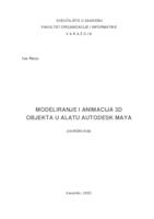 prikaz prve stranice dokumenta Modeliranje i animacija 3D objekta u alatu Autodesk Maya