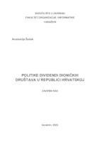 prikaz prve stranice dokumenta Politike dividendi dioničkih društava u Republici Hrvatskoj