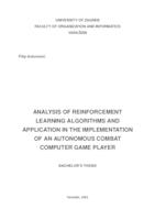 prikaz prve stranice dokumenta Analiza algoritama poticanog učenja i primjena u implementaciji autonomnog igrača borbene računalne igre