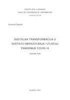 prikaz prve stranice dokumenta Digitalna transformacija u sustavu obrazovanja i utjecaj pandemije COVID-19