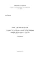 prikaz prve stranice dokumenta Analiza obiteljskih poljoprivrednih gospodarstava u Republici Hrvatskoj