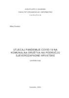 prikaz prve stranice dokumenta Utjecaj pandemije COVID-19 na komunalna društva na području sjeverozapadne Hrvatske