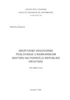 prikaz prve stranice dokumenta Društveno odgovorno poslovanje u bankarskom sektoru na području Republike Hrvatske