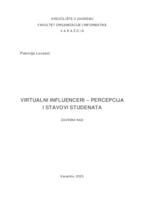 prikaz prve stranice dokumenta Virtualni influenceri – percepcija i stavovi studenata