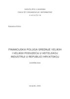 prikaz prve stranice dokumenta Financijska poluga srednje velikih i velikih poduzeća u hotelskoj industriji u Republici Hrvatskoj