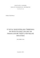 prikaz prve stranice dokumenta Utjecaj bihevioralnih čimbenika na investicijske odluke na financijskom tržištu Republike Hrvatske