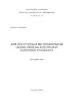 prikaz prve stranice dokumenta Analiza utjecaja na organizaciju i njenu okolinu kod prijave europskih projekata