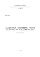 prikaz prve stranice dokumenta Lean startup – menadžerski pristup za racionalne poslovne odluke