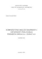 prikaz prve stranice dokumenta Komparativna analiza sigurnosti i uspješnosti poslovanja poduzeća Vindija d.d. i Dukat d.d.