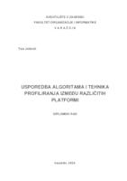 prikaz prve stranice dokumenta Usporedba algoritama i tehnika profiliranja između različitih platformi