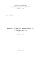 prikaz prve stranice dokumenta Analiza funkcija menadžmenta: studija slučaja