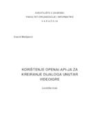 prikaz prve stranice dokumenta Korištenje OpenAI API-ja za kreiranje dijaloga unutar videoigre