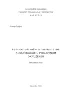 prikaz prve stranice dokumenta Percepcija važnosti kvalitetne komunikacije u poslovnom okruženju