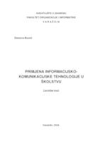 prikaz prve stranice dokumenta Primjena informacijsko-komunikacijske tehnologije u školstvu