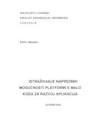 prikaz prve stranice dokumenta Istraživanje naprednih mogućnosti platformi s malo koda za razvoj aplikacija