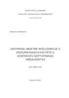 prikaz prve stranice dokumenta Upotreba umjetne inteligencije u osiguravanju kvalitete u kontekstu softverskog inženjerstva