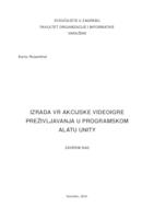 prikaz prve stranice dokumenta Izrada VR akcijske videoigre preživljavanja u programskom alatu Unity