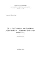 prikaz prve stranice dokumenta Digitalna transformacija kao strateški cilj na primjeru malog poduzeća